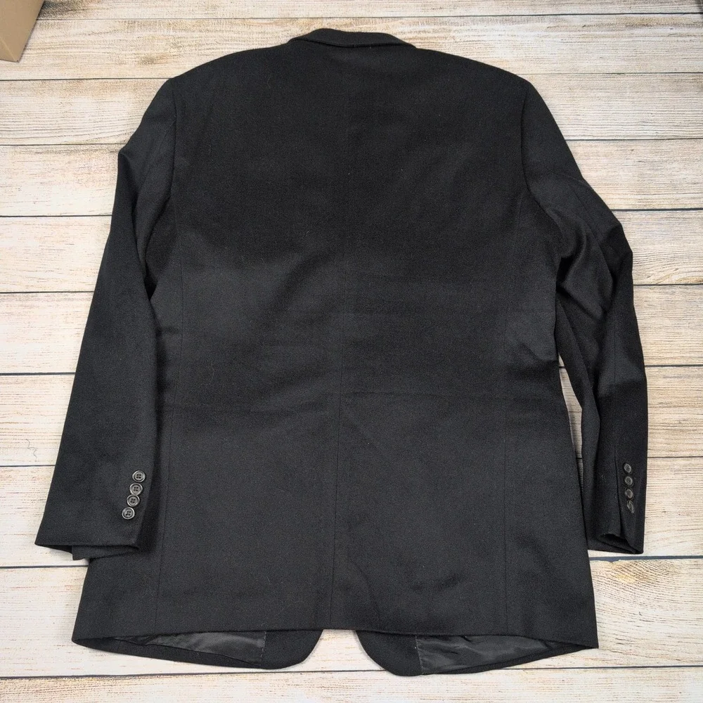 Andrew Fezza Wool Silk‎ Cashmere Black Blazer Jacket Mens 44 L